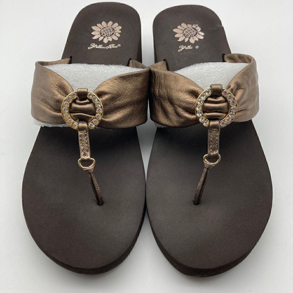 Yellow Box Duncan Leather Bronze Sandals Size 9